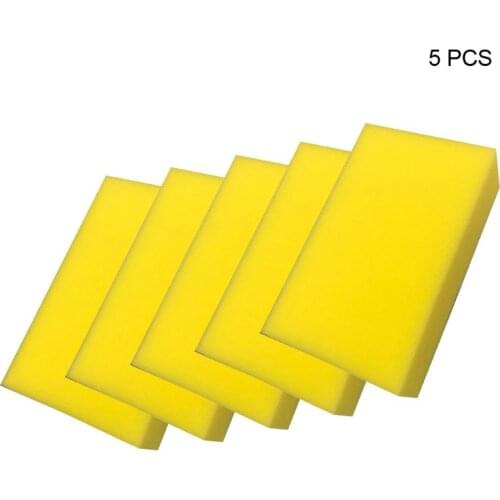 5 Pcs Yellow Car Wash Wax Square Sponge Extra Soft Large Size Washing Cellulose Super Absorbent Multi-use Cleaning Tool F19A