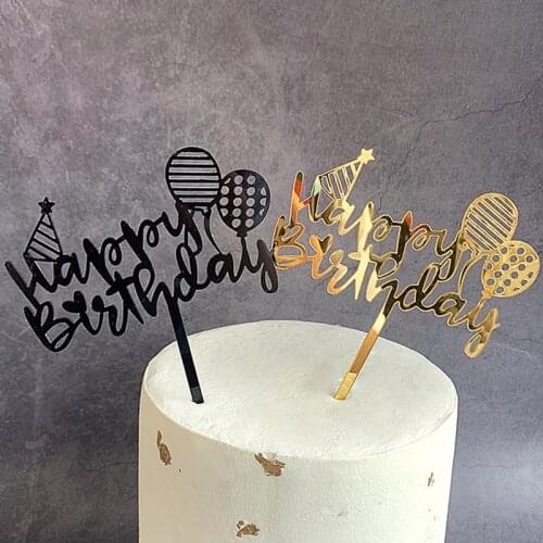 Acrylic Single Layer Cake Topper Golden Birthday Party Dessert Decoration for Baby Shower Supplies Birthday Cake Decoration