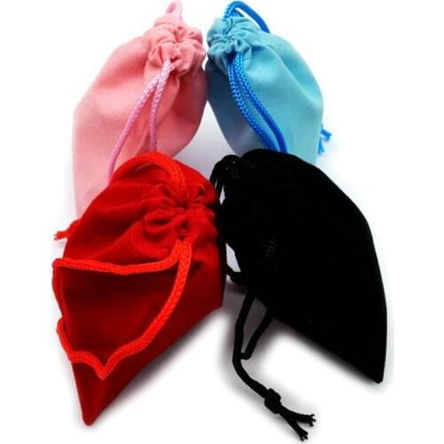 50pcs 7*9cm Velvet Drawstring Pouch Bag/Jewelry Bag Christmas/Wedding Gift Bags Black blue pink Red Wholesale