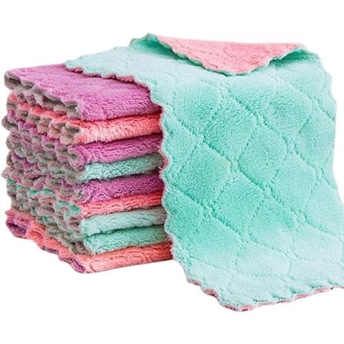 Oil Free Water Absorbent No Shedding Thickened Household Kitchen Tableware Cleaning Cloth