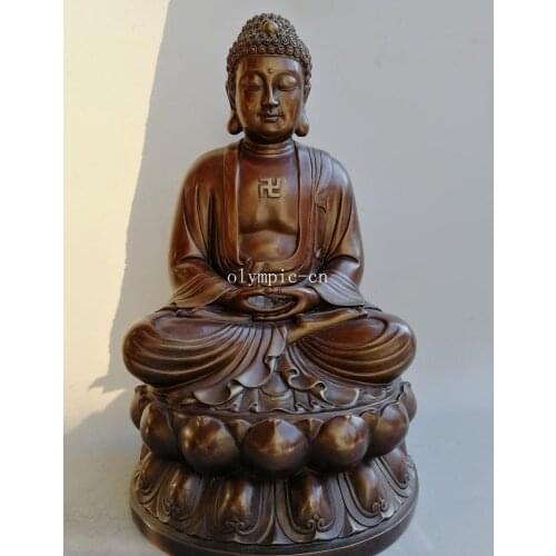 18'' Bronze carved Lotus temple buddhism tathagata Vairocana Sakyamuni buddha