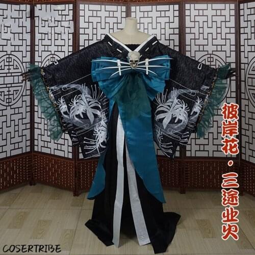 [Customized] Anime Onmyoji Higanbana SanTuYeHuo SSR Shikigami New Skin Skull Kimono Cosplay Costume Halloween Free Shipping 2019