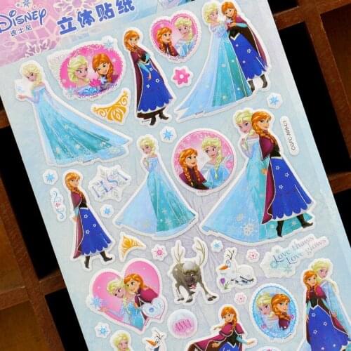 Disney Princess Frozen Sofia Stickers Funny Kids Toys Cute Anime Stickers Cartoon Kawaii Sticker