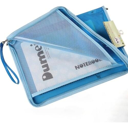 Dumei A4/A5/B6 plastic PVC student filing information portable Bright transparent grid waterproof zipper document bag NF-603