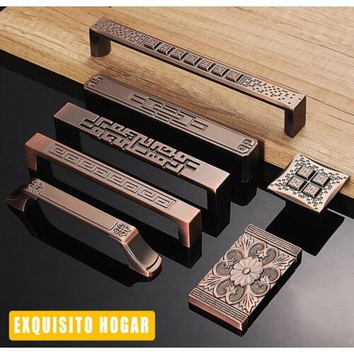European Simple Antique Wardrobe Cabinet Door Handle Retro Red Bronze Small Drawer Handle Knobs Furniture H