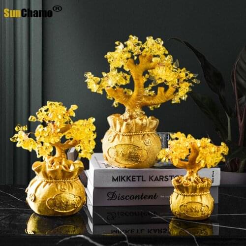 Wealth Luck Feng Shui Lucky Money Tree Money Tree Bonsai Style Bring Wealth Luck Home Office Table Decoration Tabletop Crafts