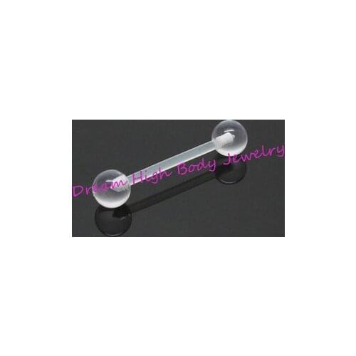 Flexi PTFE Tongue Bar Clear Tongue Ring Popular Body Jewelry 14G Brabell UV Acrylic 200pcs/lot Free Shipping Soft