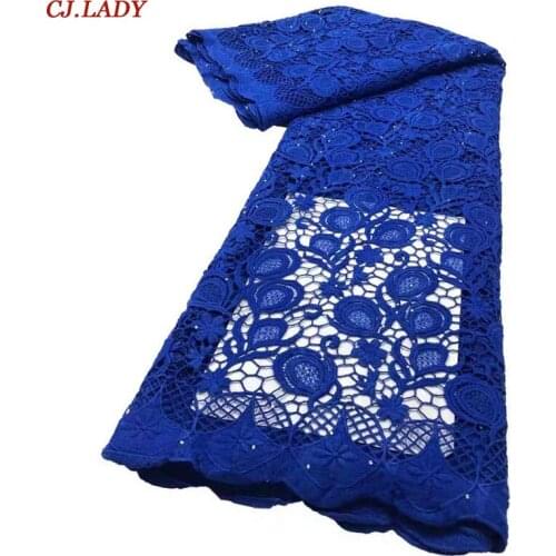 Guipure Lace Soft Skin Friendly African Eembroidery Cord Fabric with Stones Nigerian Lace for Party Dress Clothing Material B02