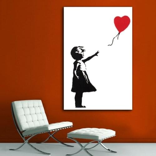 Banksy Graffiti Decorative paintings 'Girl With Balloon' Wall Picture Canvas Art Posters and Prints for Home Decor