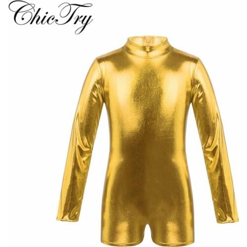 Children Girls Kid Dance Gymnastics Long Sleeve Unitard for Kids Jumpsuits Performance Show Stage Wear Zentai Childrens Unitards