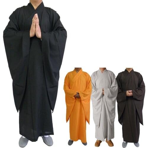 Shaolin Buddhist Monk Dress Meditation Haiqing Robe Kung fu Suit Mens Costumes