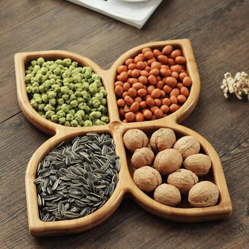 Japanese style living room creative snack dry fruit plates melon seeds thicken bamboo nut candy snack sushi flower plate