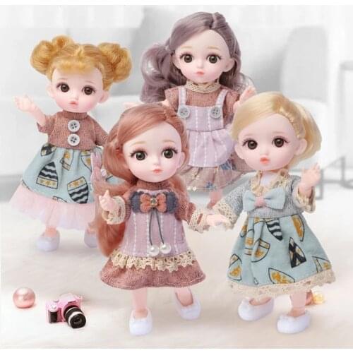 16cm Cute Bjd Dolls 13 Movable Jointed Princess Bjd Doll Toy For Girl Fashion Doll Dress Suit Kids Play House Toy Christmas Gift