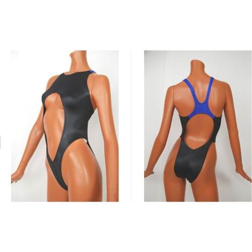 Hollow Out Contrast Color Thong Sexy Narrow Crotch Bodysuit Women Bikini Swimsuit Mercerized Lycra Package Hip Swimwear Skumizu