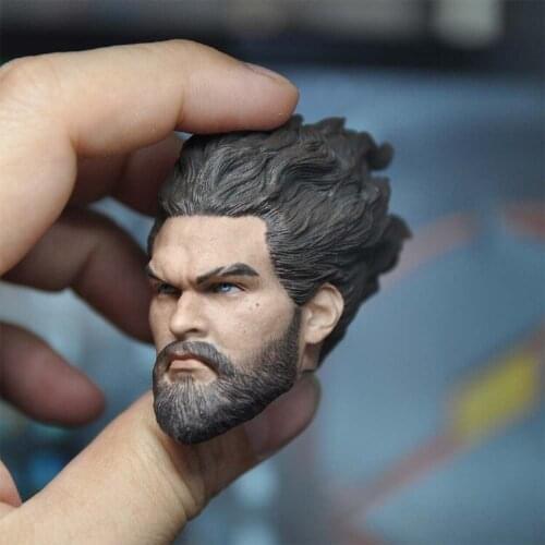 1/6 Scale Aquaman Arthur Curry Head Sculpt Male Soldier Jason Momoa Head Carving Model for 12in Action Figure Body Doll