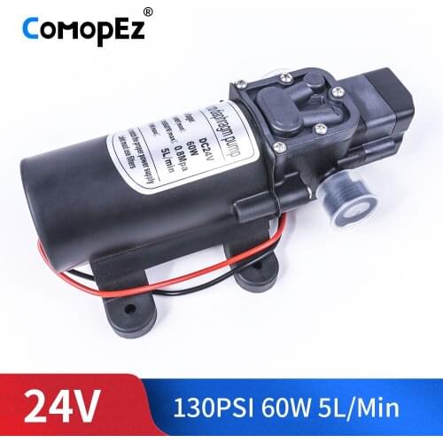DC 24V 60W 130PSI 5L/Min Water High Pressure Diaphragm Water Pump Self Priming Pump Automatic Switch For Garden Wagon