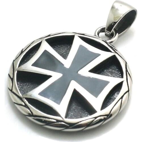 Mens 316L Stainless Steel Biker Cross Pendant New