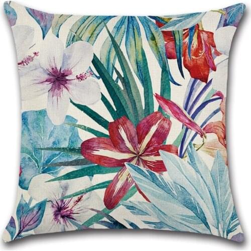 Tropical Flowers Cushion Cover Pillowcase Fashion Throw Pillow Linen Decorative Pillows for Sofa Bed Car