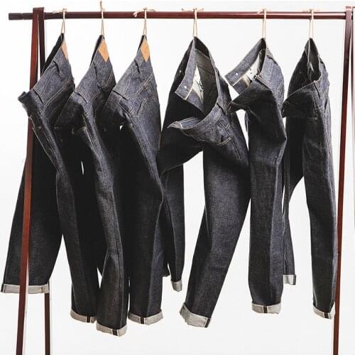 2020 New Raw Selvedge Denim Jeans men Regular Straight Fit Japanese Style Unwashed Jeans streetwear