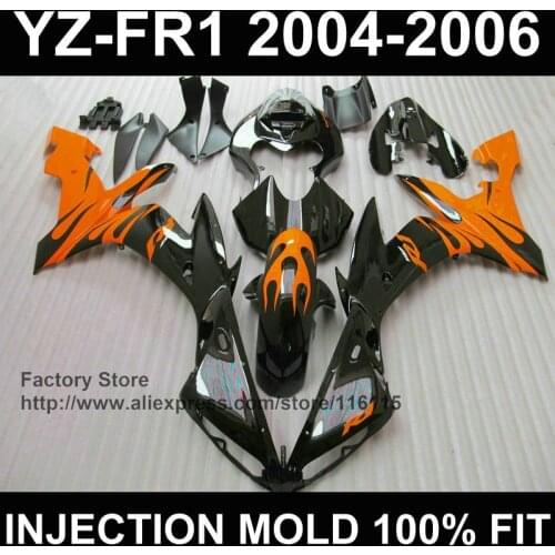 MOTOMARTS Glossy black orange for YAMAHA fairings YZF R1 2004 2005 2006 YZFR1 04 05 06 YZF1000 fairing Full injection