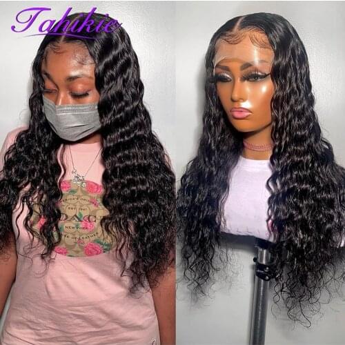 Tahikie Deep Wave Frontal Wig 4x4 Closure Wig 13x4x1 T Part Lace Wig Human Hair Wigs For Women Human Hair Brazilian Remy Hair