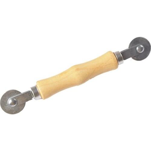 Wooden Handle Double-head Pressure Roller for Screen Window Rubber Strip Manual Pulley Screen Window Pressure Wheel Tool