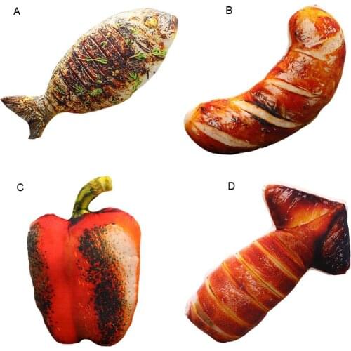 Novel Sofa Decorative Throw Pillow Children Bedding Hug Doll Gift Soft Fish Lobster Tail Pepper Bread Plush Food Pillows Cuddler