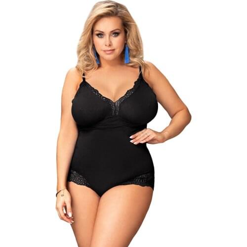 Sexy Plus Size Sling Bodysuit Woman 2021 Summer Sleeveless Slim Solid Tops Female Blue/Black Oversize Jumpsuit Ladies Lingerie