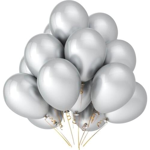 10pcs/lot Silver Latex Balloon Inflatable Wedding Decorations Air Ball Happy Birthday Party Supplies Balloons