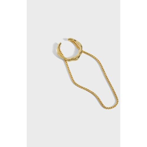 SHANICE Helix Cartilage S925 Sterling Silver C-shaped tassel box chain Ear Cuff Clip On Earrings For Women Girl Without Piercing