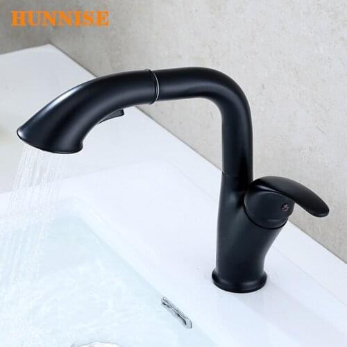 Hot and Cold Pullout Kitchen Faucet Lifting Bathroom Basin Faucet Dual Mode Efflluent Kitchen Sink Mixer Copper Basin Faucet