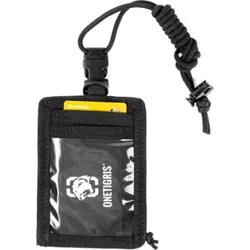 OneTigris Army Fan Tactical ID Card Case Patch Neck Lanyard and Credit Card Organizer Change Purse ID Wallet Holder
