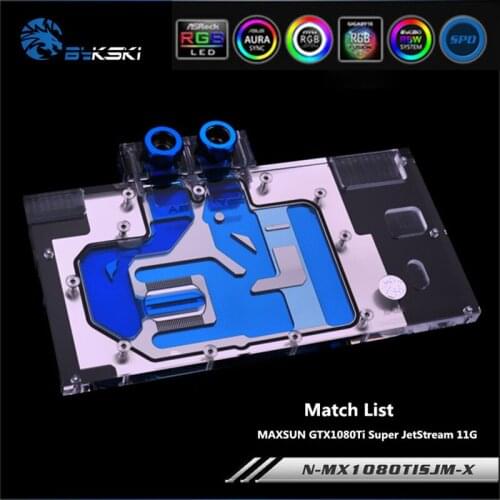 Bykski N-MX1080TISJM-X Full Coverage GPU Water Block For VGA MAXSUN GTX1080Ti Super JetStream Graphics Card Water Cooling
