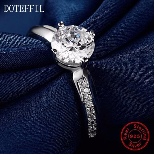 AAA High Quality 6mm Zircon Rings 100% Sterling Silver for Women Party Wedding Rings Fashion Charm Rings Jewelry