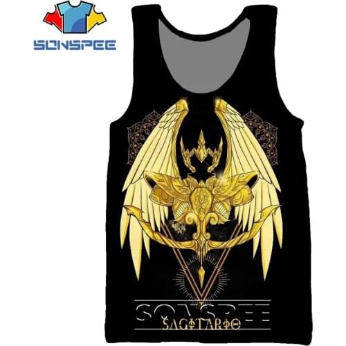 Anime cool Logo Vest men women Anime Saint Seiya 3D printed Graphics Vest Harajuku Tank Top streetwear tops Sports Undershirt