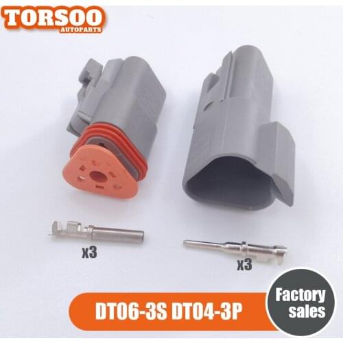 1 Set 3 Way Automotive DT Connector DT06-3S DT04-3P With Wedge Stamp Solid Contacts