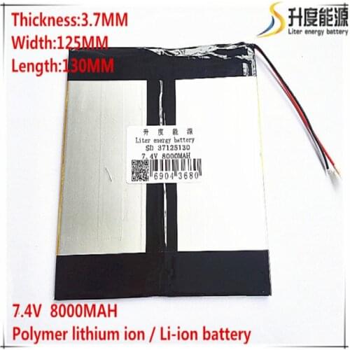 1PCS free shipping 7.4V,8000mAH,[37125130] Polymer lithium ion / Li-ion battery for tablet pc;,sanei,,ainol,pipo