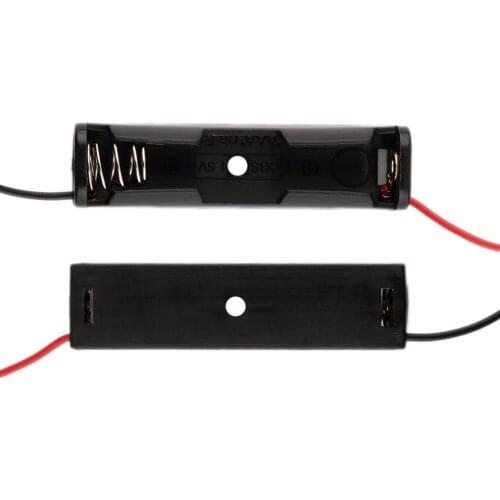 1pcs AAA Battery Storage Case Plastic Box Holder with 6'' Cable Lead for 1 x AAA Batteries for Soldering Connecting Black NEW