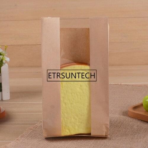 1000Pcs Kraft Paper Bag Window Bread Donut Leisure Paper Food Packaging Bags Cake Toast DIY Baking Bakery Packaging
