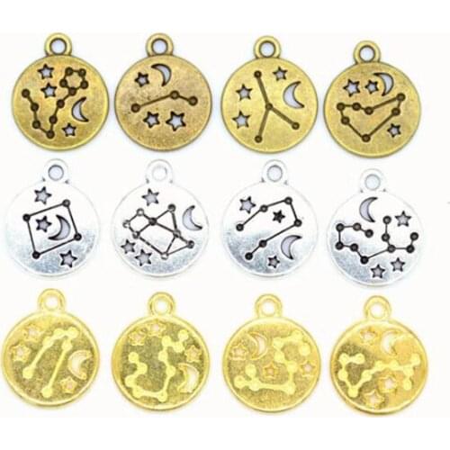120pcs/lot constellation hollow simple fashion Charms pendant DIY earrings bracelet jewelry accessories