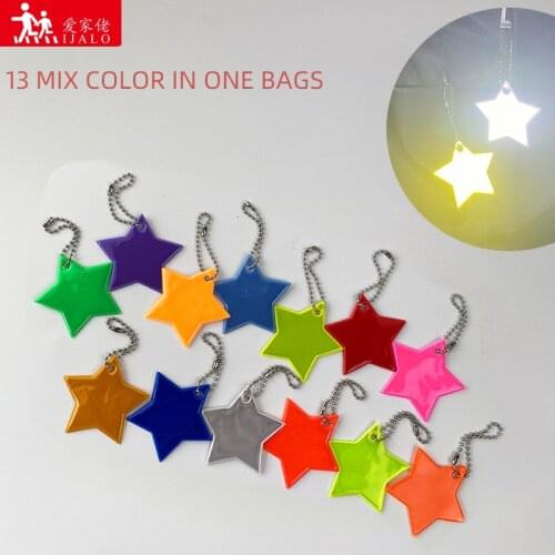 13 Pcs Colorful Little Star Bag keychain Reflective keyrings charm bag accessories for women kids traffic safety use