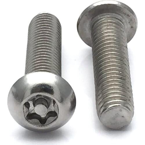 15pcs M6 Torx with column screws T&TX bolts round head plum socket screw six-lobe slot bolt stainless steel 8mm-50mm long