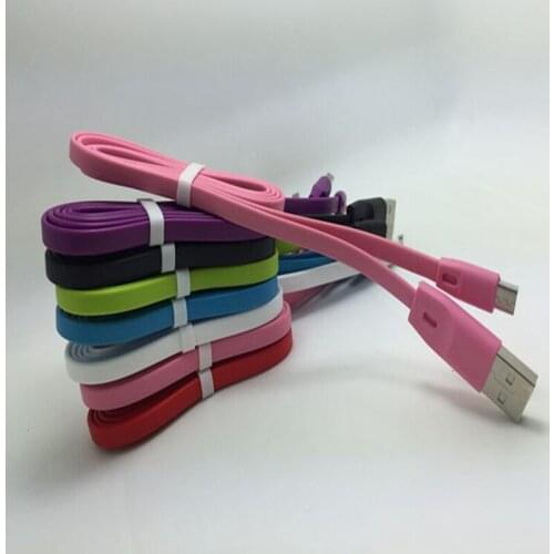 200pcs/lot New 1M V8 TPE flat noodle Micro usb data sync charger Cable for samsung s4 s3 s6 s7 htc lg sony