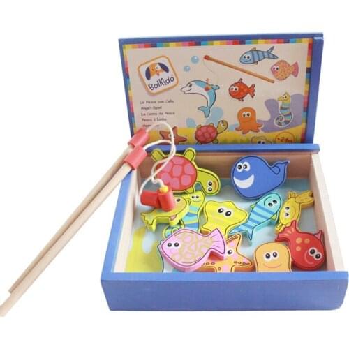 Baby Toys 32pcs Magnetic Fishing Educational Fishing game Wooden Toys Child Birthday Christmas Gifts
