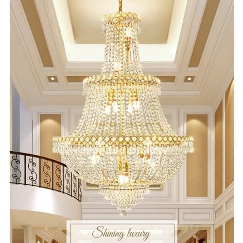 American Golden Crystal Chandelier LED Modern Chrome K9 Crystal Chandeliers Lights Fixture 3 Circles Shining Luxury Hanging Lamp