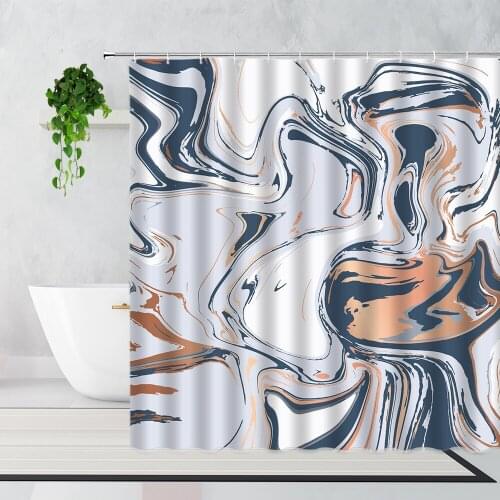 Color Marble Shower Curtain Abstract Geometry Bathroom Household Items Waterproof Bathtub Screen With Hooks Fabric Bath Curtains