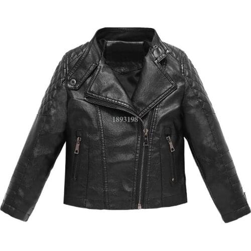 Childrens Leather Jacket 2021 Spring And Autumn Boys Girls Pu Leather Motorcycle Clothing Kids Fashiont Zipper Tops