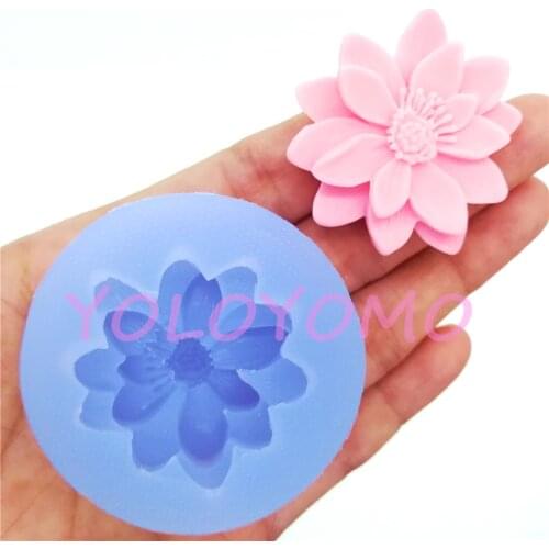 H413YL 39mm Flower Silicone Mold Fondant Cupcake Decoration Sugarcraft Chocolate Resin Art Jewelry Making Soap Brooch Necklace