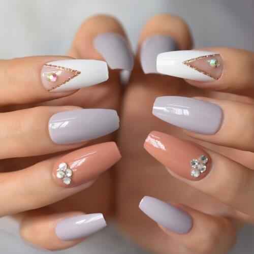 Fake Diamond Colorful Nail Mixed Pre Designs Lovely Press On Nail Full Cover Nails False Nails Acrylic Nails Accesorios Manicure