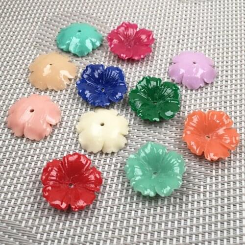 Synthetic Coral engraving Flower shape Punch loose beads isolation bead for Jewelry making DIY necklace bracelet accessories